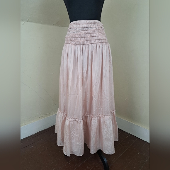 Tory Burch CORDED Silk SKIRT Iced Pink Size 8 - Picture 2 of 16